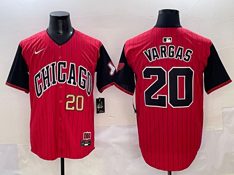 Men 2025 Chicago White Sox #20 Vargas Red Stripe Joint Name Nike MLB Jersey style 2